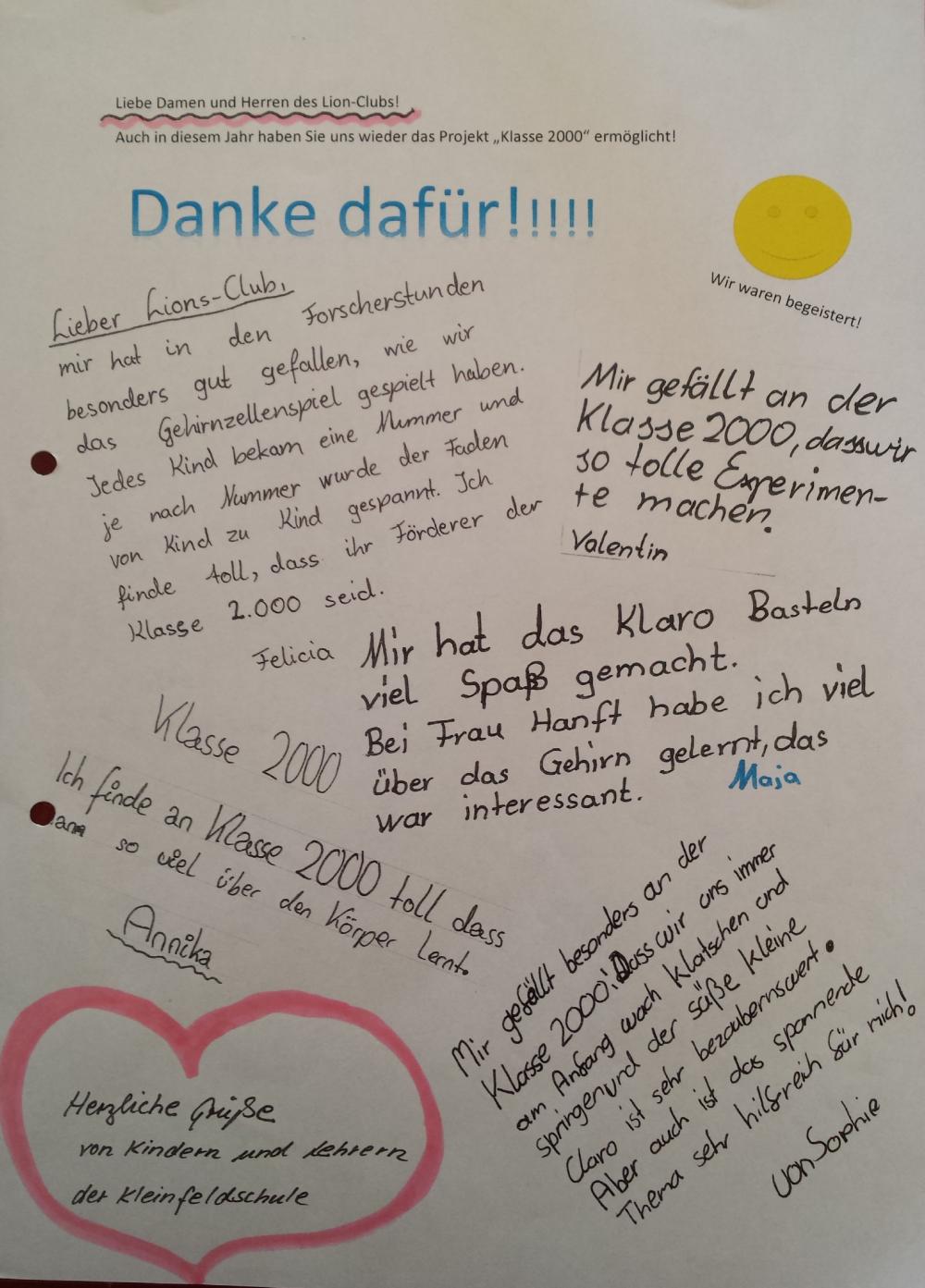 Feedback Schülerinnen und Schüler Kleinfeldschule