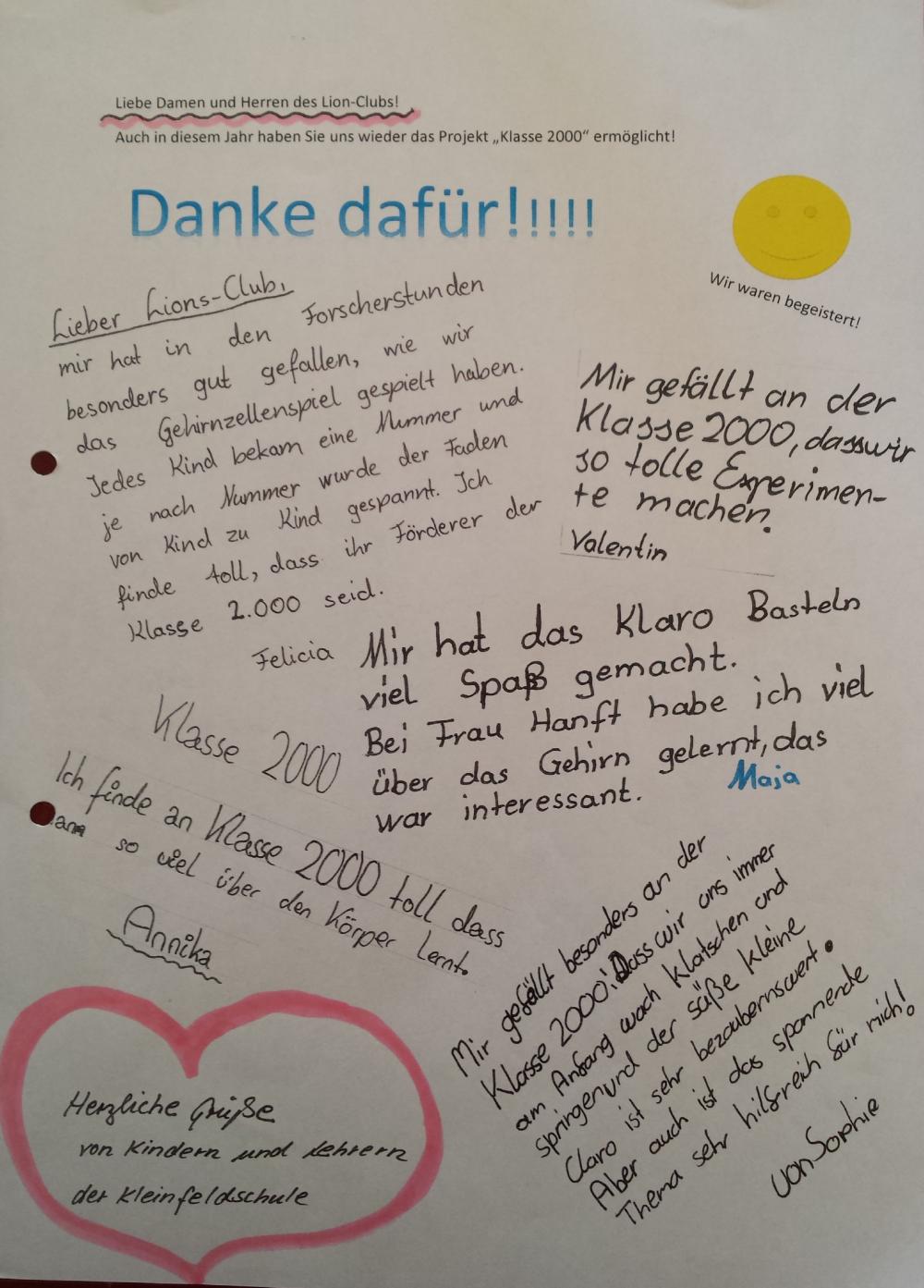 Feedback Schülerinnen und Schüler Kleinfeldschule